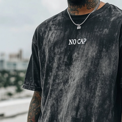 Men's Retro Casual No Cap Printed Round Neck Short Sleeve T-Shirt MTA2198C9TO