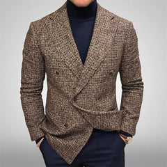 Double-Breasted Houndstooth Blazer For Men - Stylish And Versatile