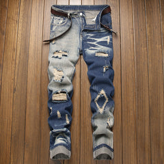 Distressed Denim Jeans With Unique Ripped Design For Men