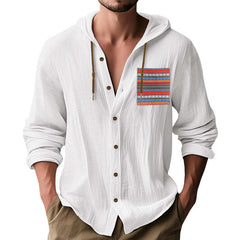 Men's Contrast Panel Cotton Long Sleeve Hoodie MTA0165D1X