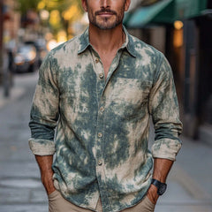 Men's Fashion Retro Mottled Print Casual Shirt MTA2531C0U