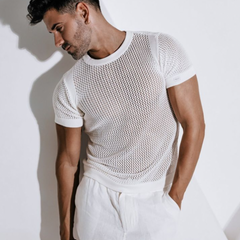 Men's Spring And Summer Fashionable Casual Slim Fit Knitted Short-sleeved T-shirt 66493524K