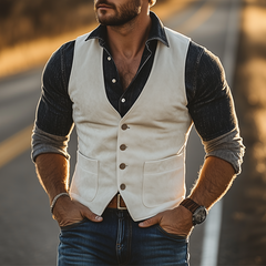 Men's Spring Fashion Retro Western Style Gentleman Slim Suede Vest MTA0276D5K