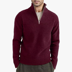 Men's Half-Zip Ribbed Sweater - Stylish and Cozy for Everyday Wear