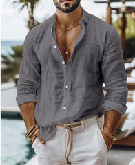 Stylish Grey Button-Up Shirt with Casual Elegance