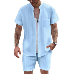 Men's Casual Resort Short Sleeve Shorts Two-piece Set MTA0739D3X