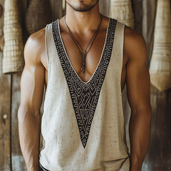 Men's Simple Printed V-Neck Tank Top MTA2167C2P