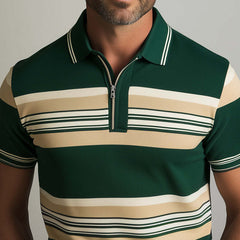 Men's Spring Fashion Contrast Print Short Sleeve Polo Shirt MTA2725C3P