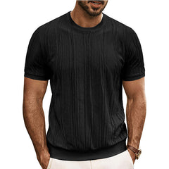 Men's Casual Round Neck Textured Short Sleeve T-Shirt MTA0112D7X