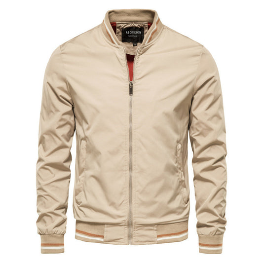 Men's Stylish Bomber Jacket With Contrast Trim For Casual Wear