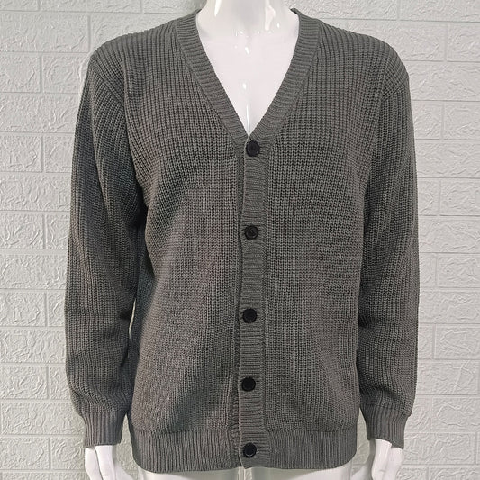 Olive Green V-Neck Cardigan For Men - Stylish And Comfortable Knitwear