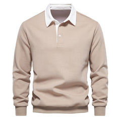 Classic Navy Blue Polo Shirt for Men - Stylish and Comfortable Long Sleeve Design