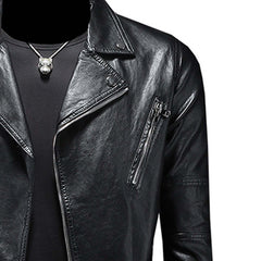 Men's Vintage Biker Lapel Leather Jacket MTA2073C7X