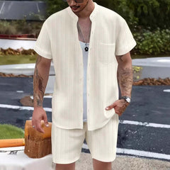 Men's Casual Resort Short Sleeve Shorts Two-piece Set MTA0739D3X