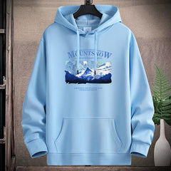 Stylish Mountain Graphic Hoodie For Men - Perfect For Casual Wear And Outdoor Adventures