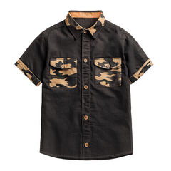 Men's Retro Casual Camouflage Printed Button Lapel Short Sleeve Shirt MTA2466C1TO