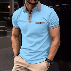 Men's Button Down Colorblock Sports Short Sleeve Polo Shirt 86428180X