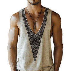 Men's Simple Printed V-Neck Tank Top MTA2167C2P