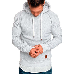Men's Casual Solid Color Long Sleeve Hooded Sweatshirt 19801946Y
