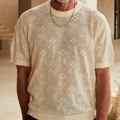 Men's Spring And Summer Fashion Casual Round Neck Exquisite Knitted Short-sleeved T-shirt MTA0976D9K