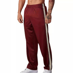 Men's Stylish Green Track Pants with Striped Side Panels