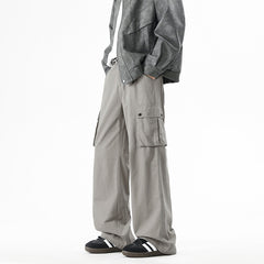Wide-Leg Cargo Pants with Large Side Pockets for Men - Perfect for Casual and Outdoor Activities