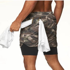 Men's Loose Running Shorts - Double-Layer Design, Multi-Pockets, Athletic/Casual Outdoor Gym Wear