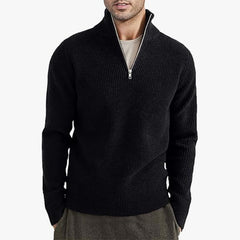 Men's Half-Zip Ribbed Sweater - Stylish and Cozy for Everyday Wear