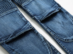 Men's Vintage Distressed Washed Biker Jeans