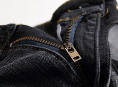 Men's Vintage Distressed Washed Biker Jeans