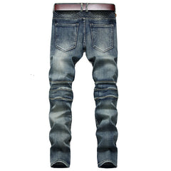 Men's Vintage Distressed Washed Biker Jeans