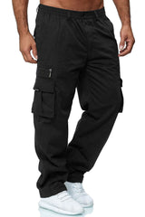 Men's Cargo Pants with Multi-Pockets and Adjustable Waistband for Outdoor Activities