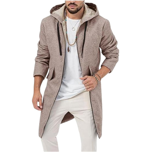 Stylish Hooded Longline Jacket For Men - Perfect For Casual And Semi-Formal Occasions