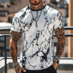 Men's Retro Casual Crack Printed Round Neck Short Sleeve T-Shirt MTA2253C6TO
