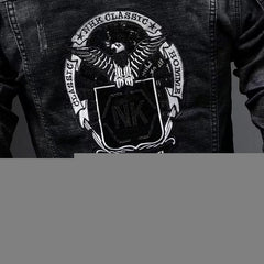 Stylish Men's Denim Jacket with Unique Embroidery and Patches - Perfect for Casual and Trendy Looks