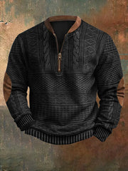 Stylish Cable Knit Quarter-Zip Sweater For Men - Perfect For Casual And Outdoor Wear