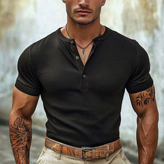 Men's Casual Henley Neck Short Sleeve T-Shirt 86572799X