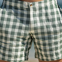 Men's Spring Fashion Plaid Linen Casual Sports Shorts MTA0334D6P