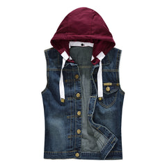 Stylish Denim Vest with Detachable Hood - Perfect for Casual and Outdoor Wear