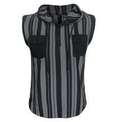 Men's Casual Striped Sleeveless Hooded Tank Top MTA0708D5X