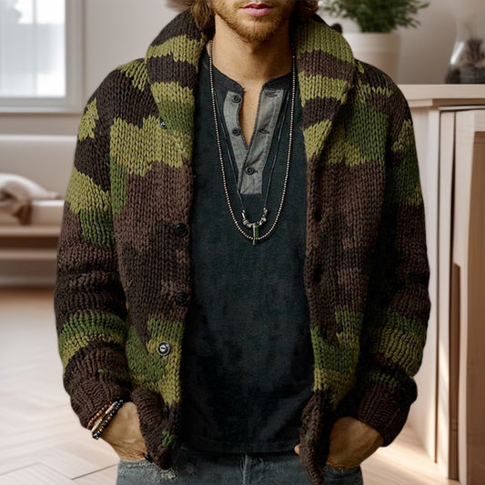 Men's Camo Jacquard Sweater Jacket 22228543X