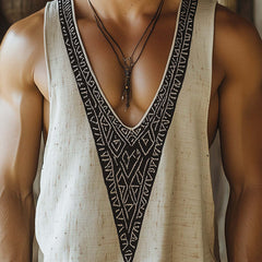 Men's Simple Printed V-Neck Tank Top MTA2167C2P