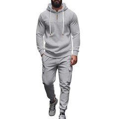 Men's Loose Sports Hooded Sweatshirt And Sports Pants Set 40057919Y