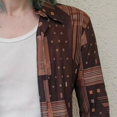 Men's Retro Casual Geometric Print Lapel Long Sleeve Shirt MTA3126C6TO