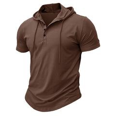 Stylish Men's Hooded Henley T-Shirt - Perfect for Casual and Active Wear