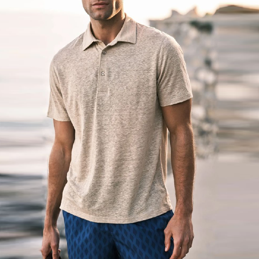 Men's Casual Comfort Cotton Lapel Loose Short Sleeve Polo Shirt MTA3129C2M