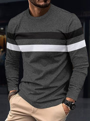 Stylish Long Sleeve T-Shirt with Striped Design for Men