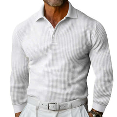 Men's Casual Waffle Long Sleeve POLO Shirt MTA0702D4X