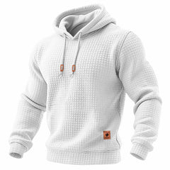 Men's Quilted Waffle Outdoor Sports Solid Color Long Sleeve Daily Tops Hoodie