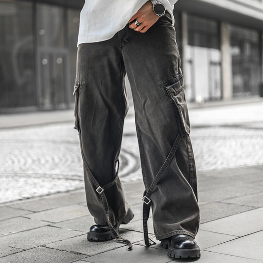 Men's Fashion Washed Loose Multi-pocket Jeans MTA0192D4Z